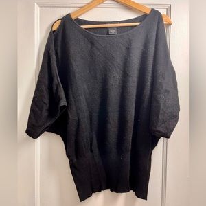 100% Cashmere Lord & Taylor Dolman Cold Shoulder Sweater - Black